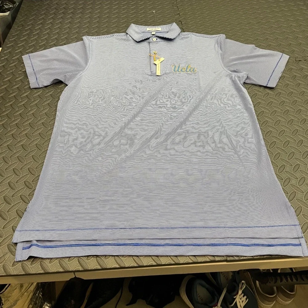 Peter Millar Polo Mens Medium Blue UCLA Bruins Striped Summer Comfort ME0CEK11S